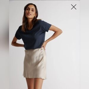 Quince Off White Champagne Silk Mini Skirt Small